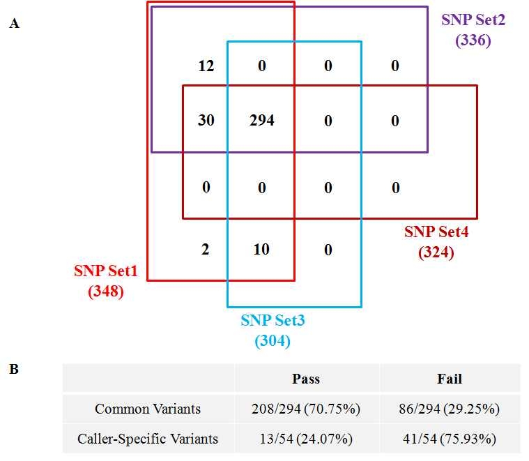 Common variants에 대한 모식도 및 validation rate