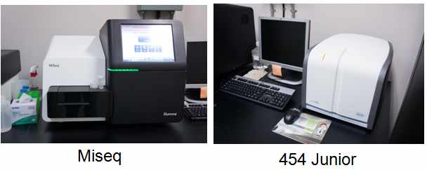 그림 6. 전유전체 분석을 위해 사용한 Illumina machine과 Roceh 454 pyrosequencing machine