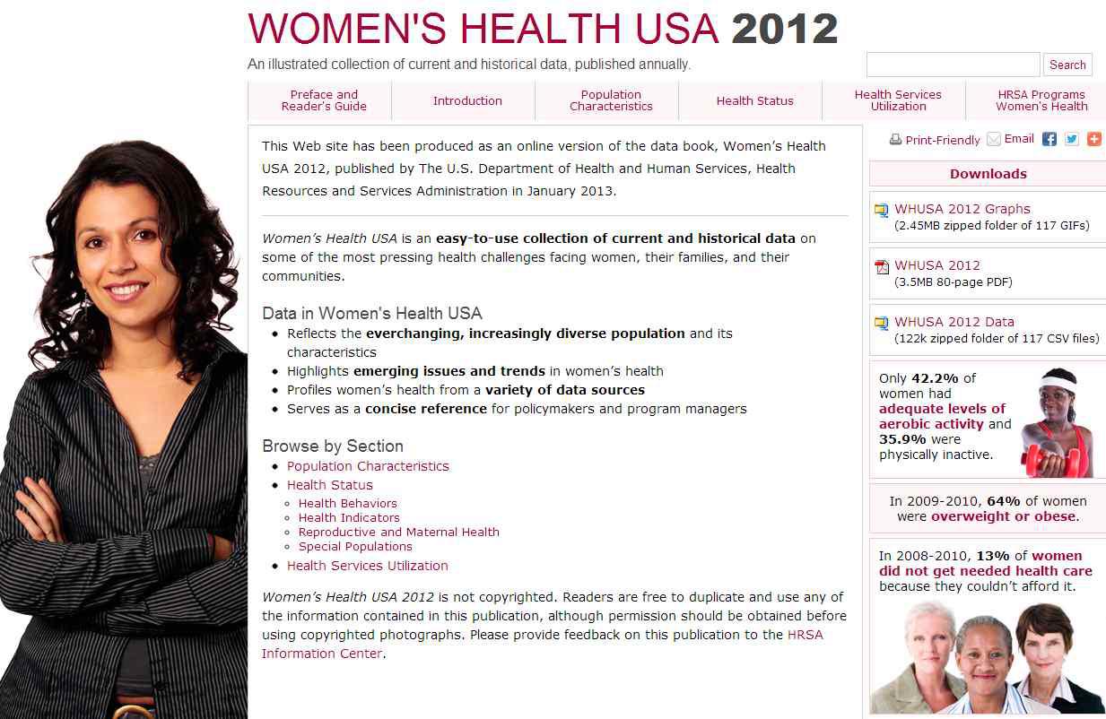 Women’s Health USA 2012 웹사이트