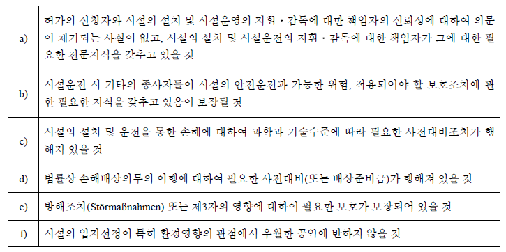 독일 원자력법상 시설의 허가요건