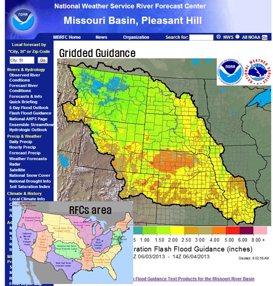 Fig. 4.2.2. FFG information of NWS web-site (Missouri Basin RFC)