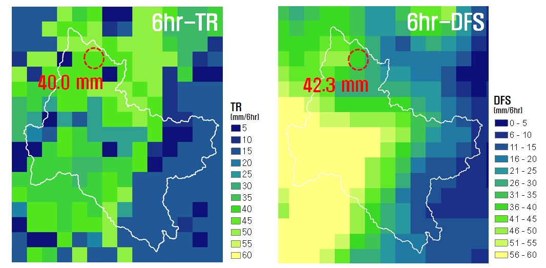 Fig. 4.5.6. Verification threshold rainfall compared with Digital Forecast System of case 1