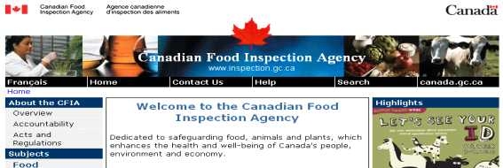 그림 8 캐나다 식품검사청