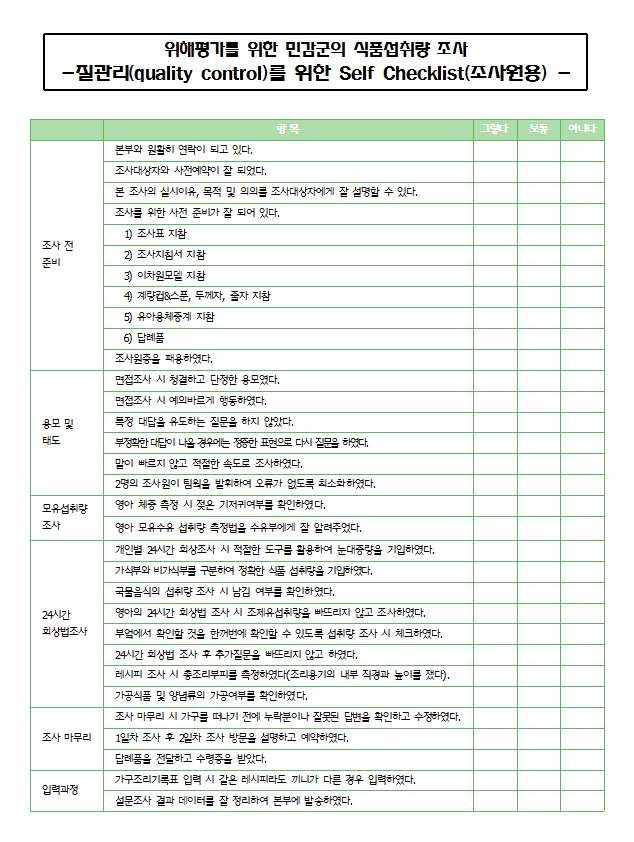 그림 13. 조사원셀프체크리스트
