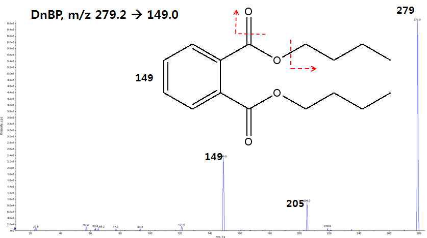 DnBP mass spectra.