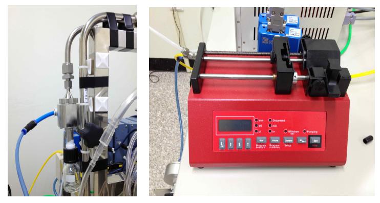 본 연구진이 보유하고 있는 mist generator(좌)와 syringe pump(우)