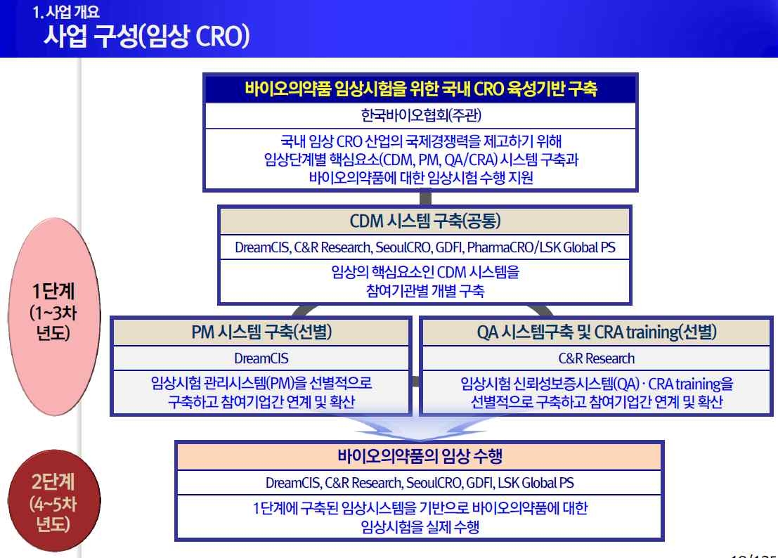 국내 CRO 5개년 육성사업의 사업구성