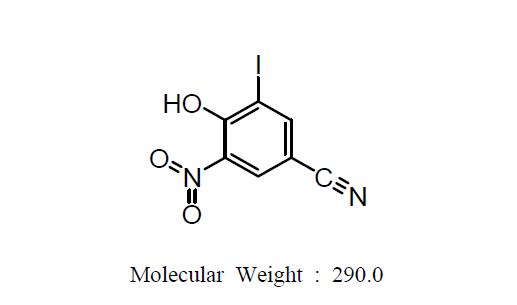 Molecular structure of nitroxinil.