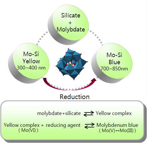 Figure 10. The reactions for molybdenum yellow and blue