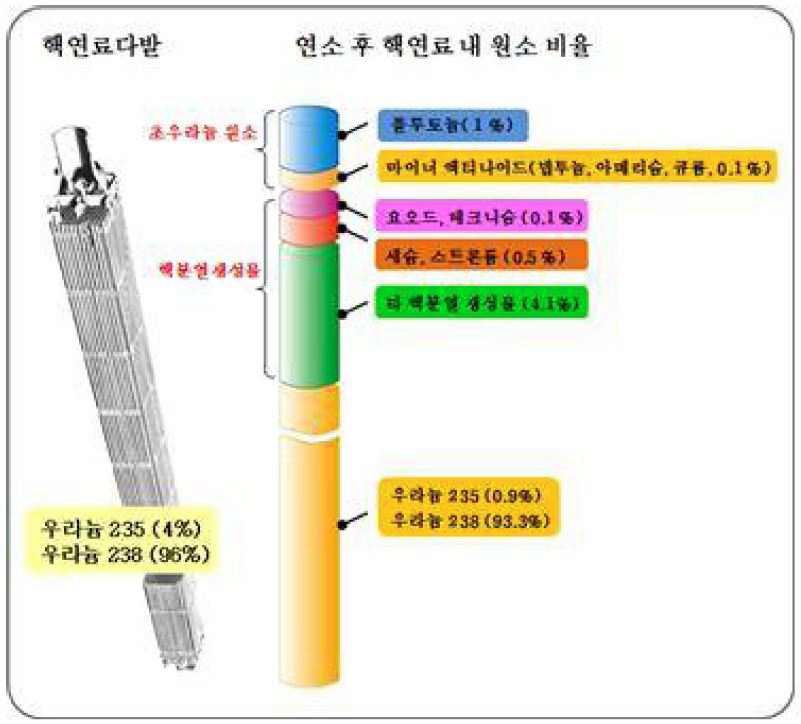 그림 2. 사용 후 핵연료의 핵분열 생성물