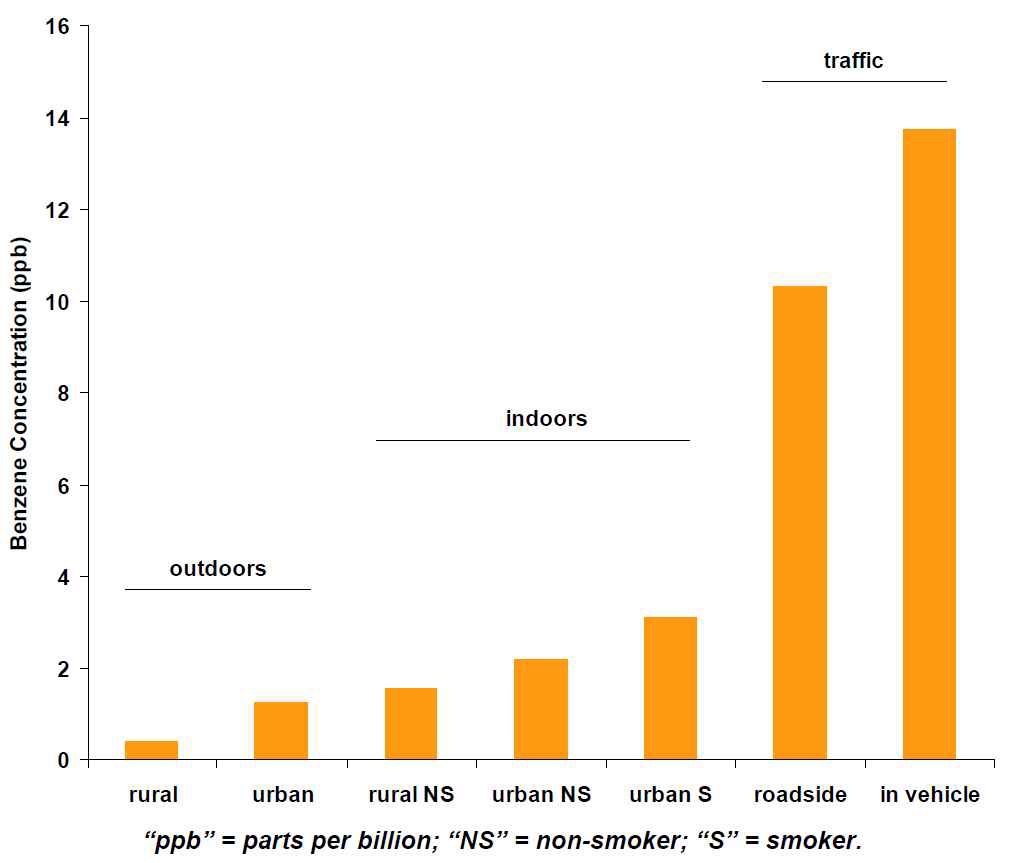 Figure 4. Environmental concentration of benzene for the UK