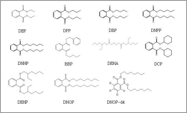 프탈레이트류 및 아디페이트의 구조