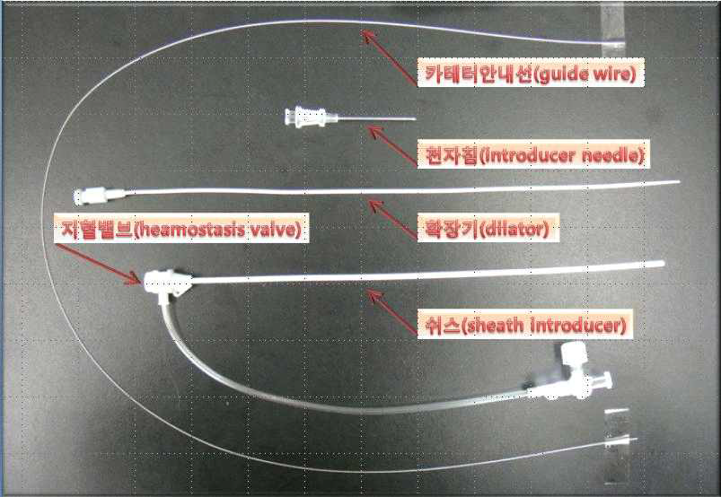카테터삽입기 제품 구성의 예시