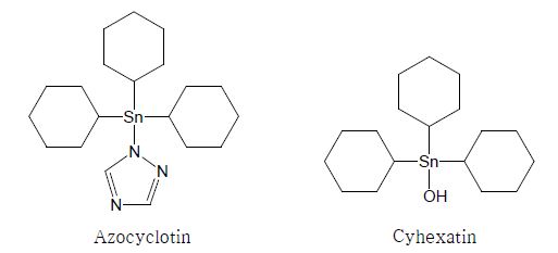 그림 10 . 분석대상 성분인 azocyclotin 및 cyhexatin의 분자구조