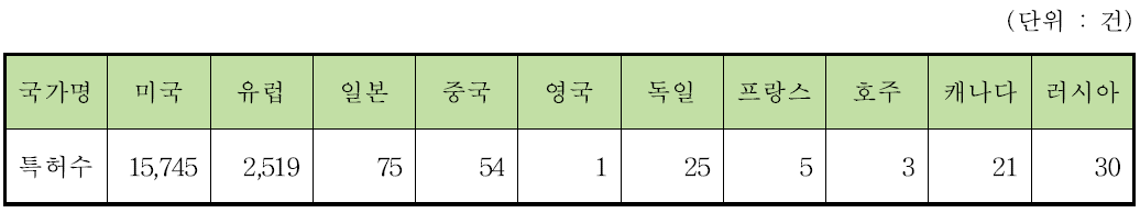 해외 특허 현황