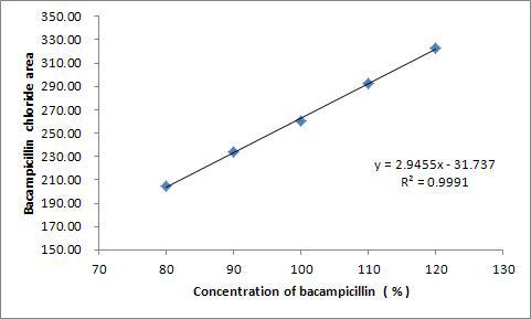 바캄피실린 염산염의 표준곡선