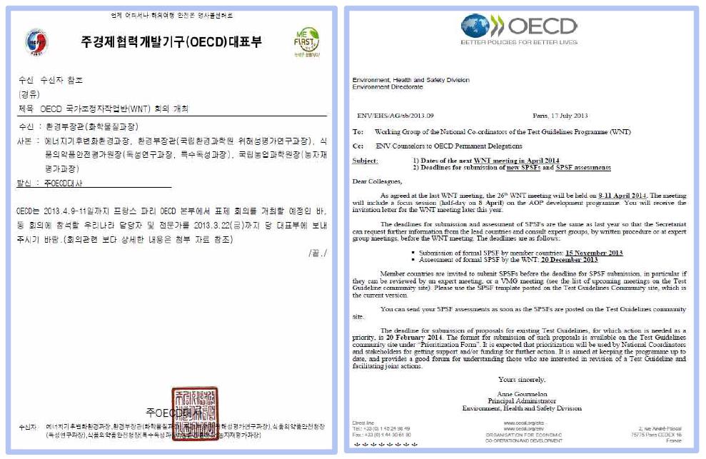 OECD 관련 협조요청 공문