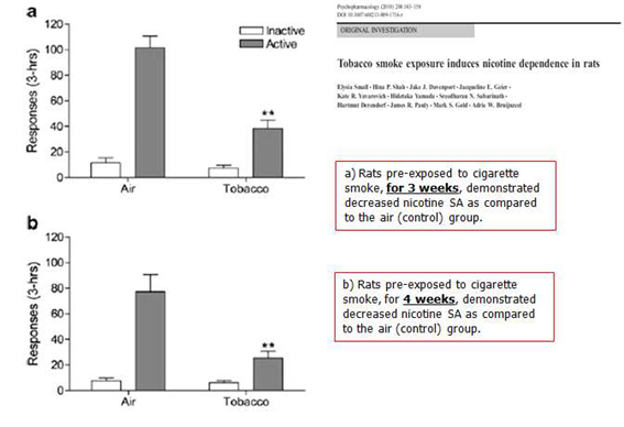 그림 4-10. 흡연을 통한 니코틴 노출(중독) 후 니코틴의 자가 투여 반응의 변화
