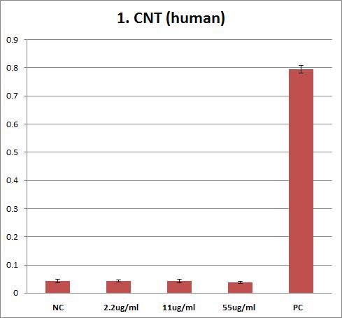 Effects of CNT on human erythrocyte. Erythrocyte were treated with CNT (55 ug/ml, 11 ug/ml, 2.2 ug/ml) for 1hr. The results are presented as mean ± SE