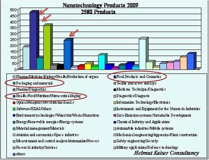 나노기술응용제품의 2009년 시장규모