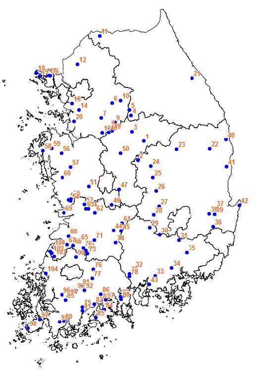 Figure 3 Location of study reservoirs (number is the reservoir ID which is provided in the appendix 1).