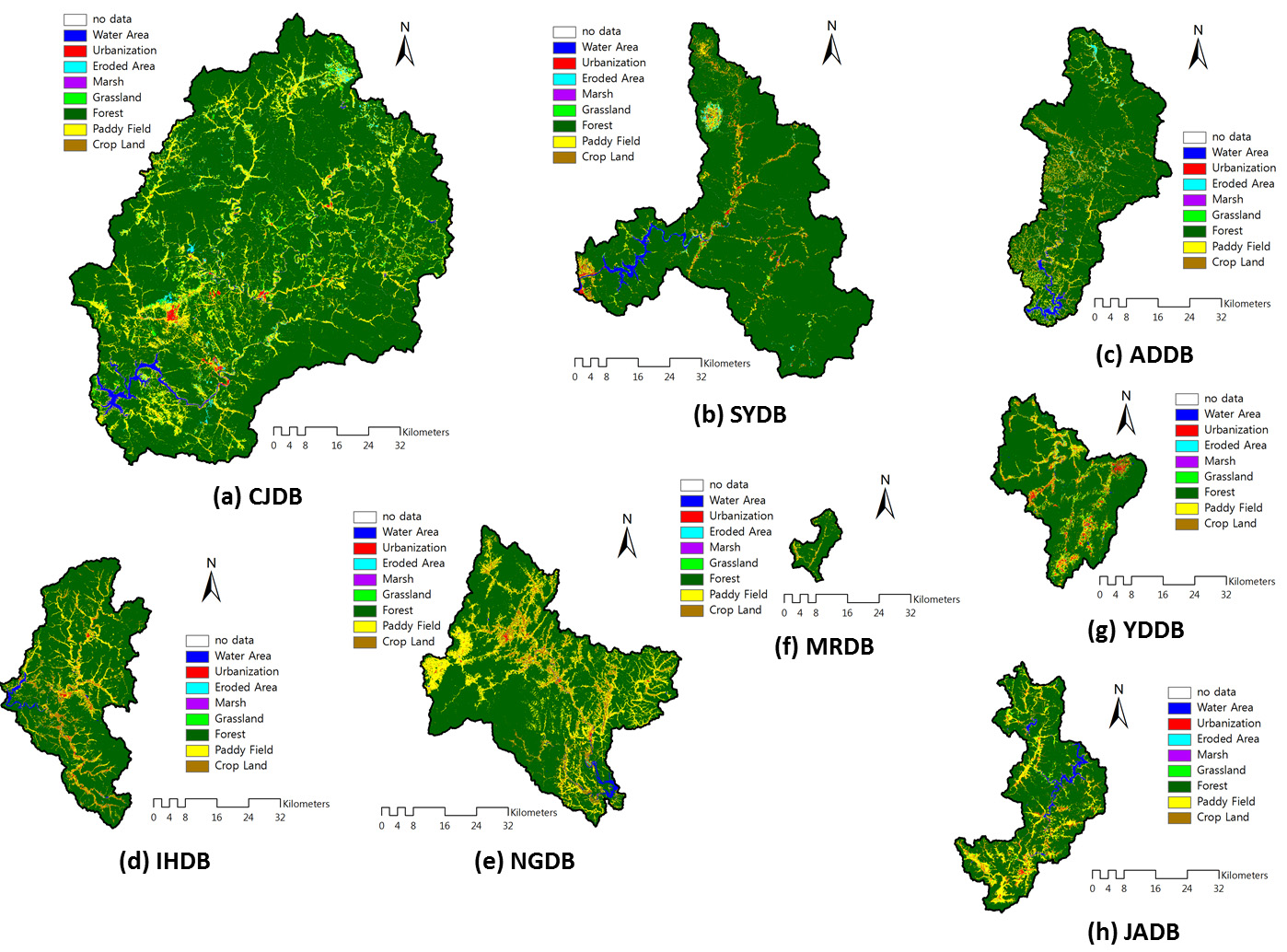 Figure 4 Land cover classification in the study basins