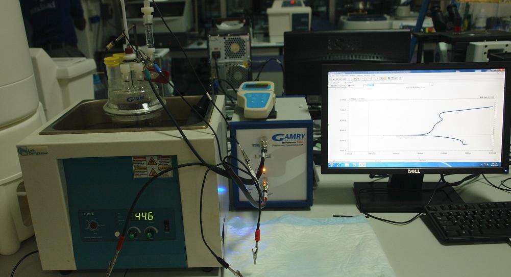 Test set up for electrochemical measurements