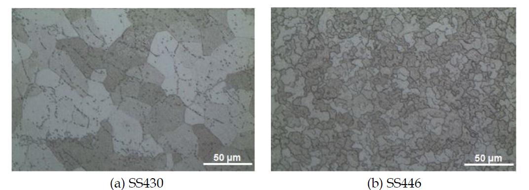 Microstructure of (a) SS430 and (b) SS446