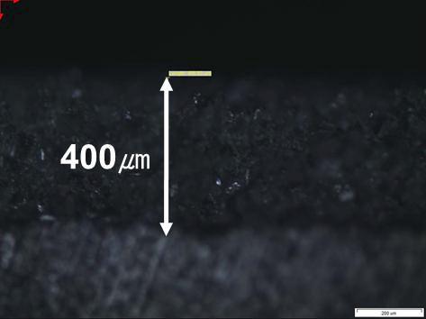 Cross sectional image of sintered SiC after corrosion test.