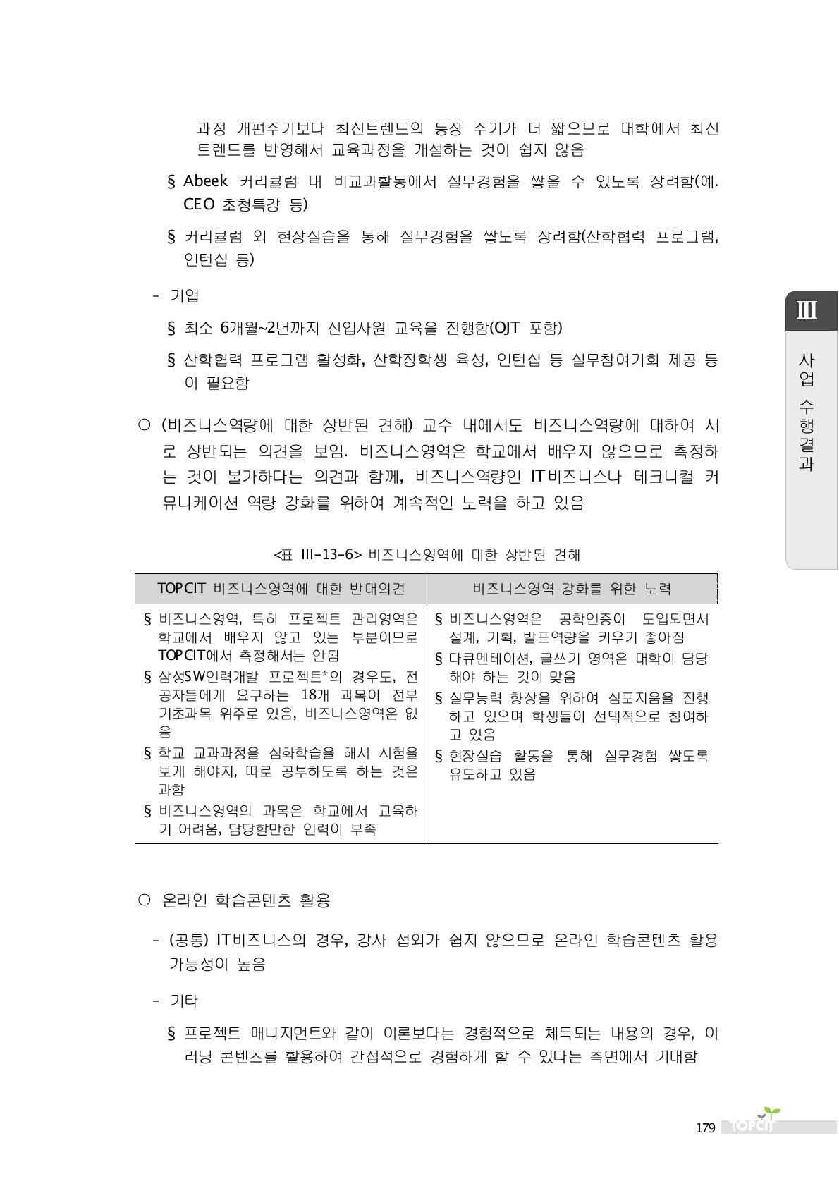 비즈니스영역에 대한 상반된 견해