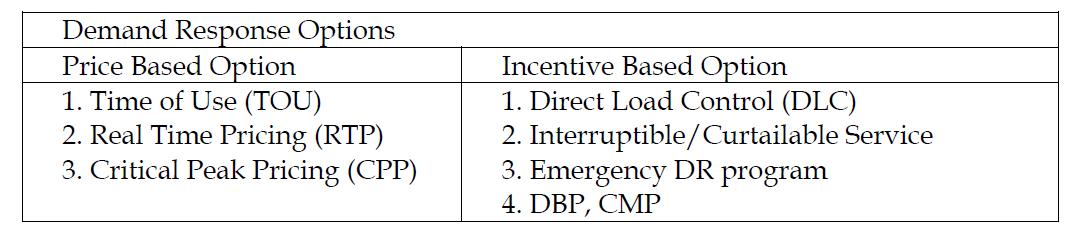 Demand Response Options