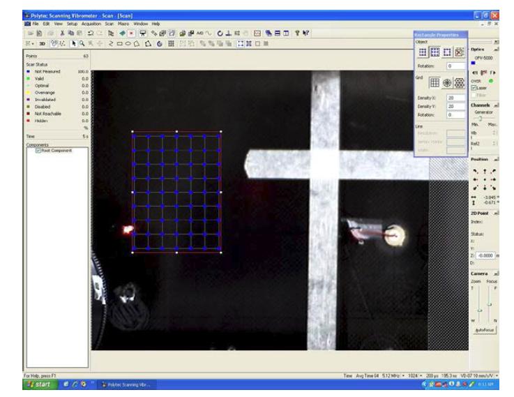 Selecting excitation/sensing scanning area on a computer screen