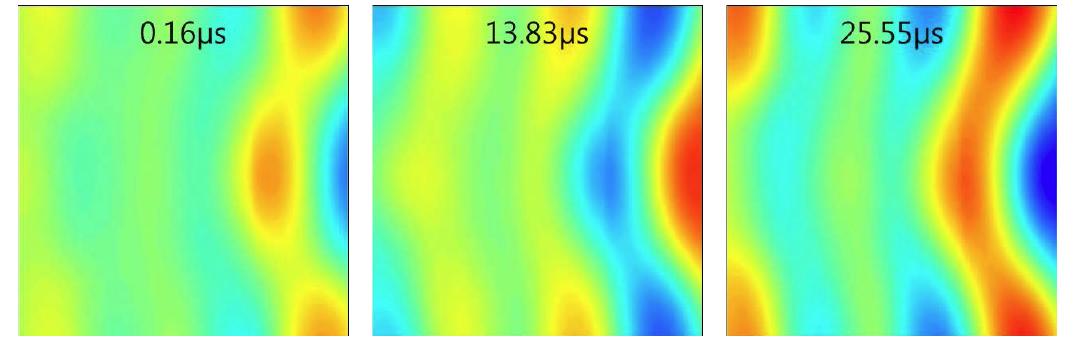 Ultrasonic propagation images constructed by the developed wireless sensor nodes