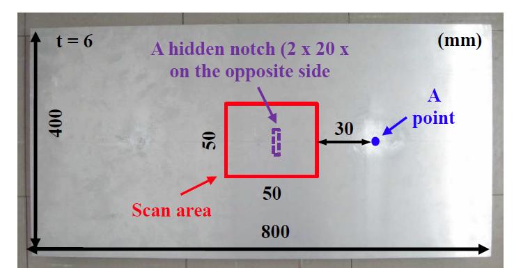 Aluminum plate specimen for the damage detection experiment