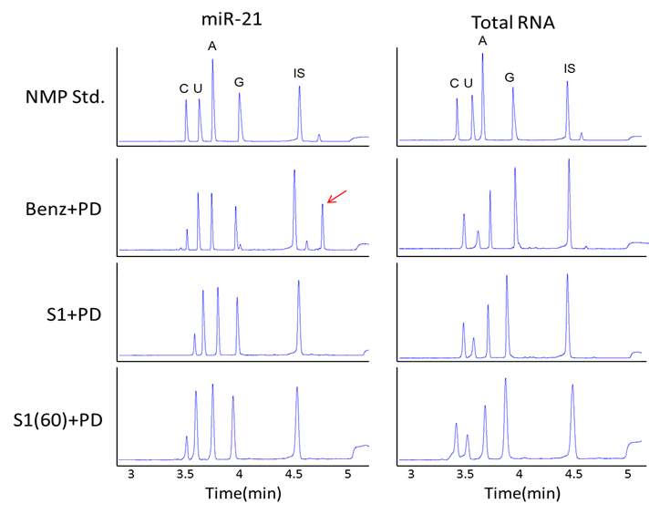 Figure 41. Optimization of RNA hydrolysis procedure for the NMP-based quantification of RNAs