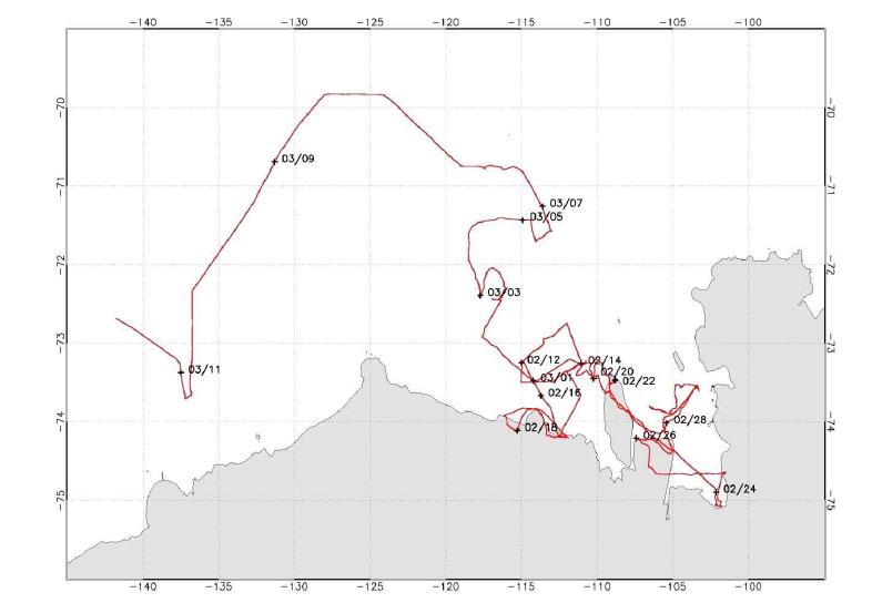 Cruise track of ARAON during LIDAR measurements