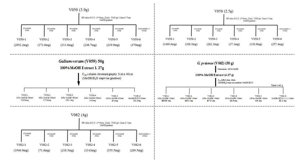 Fractionation of MeOH extract originated from polar organisms