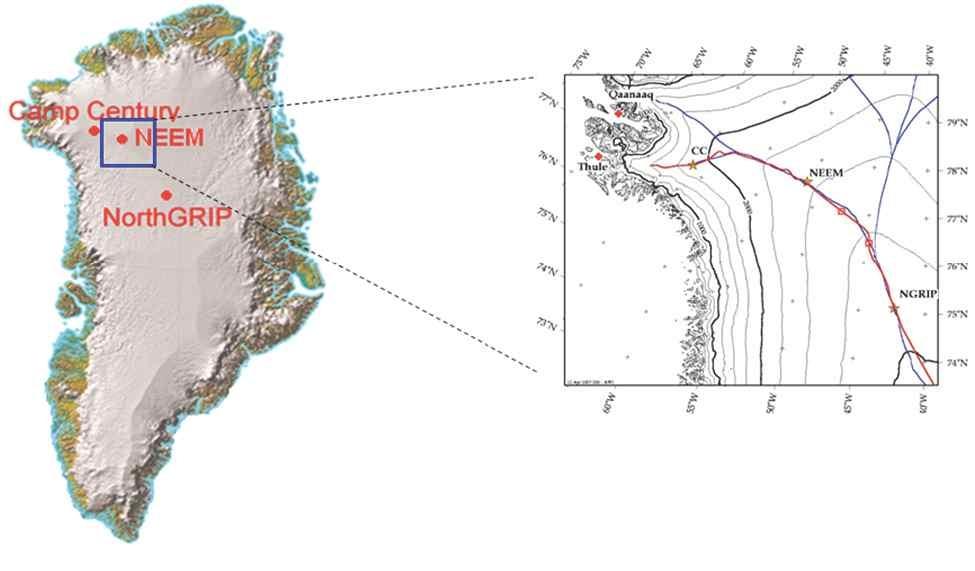 Location of NEEM, Greenland