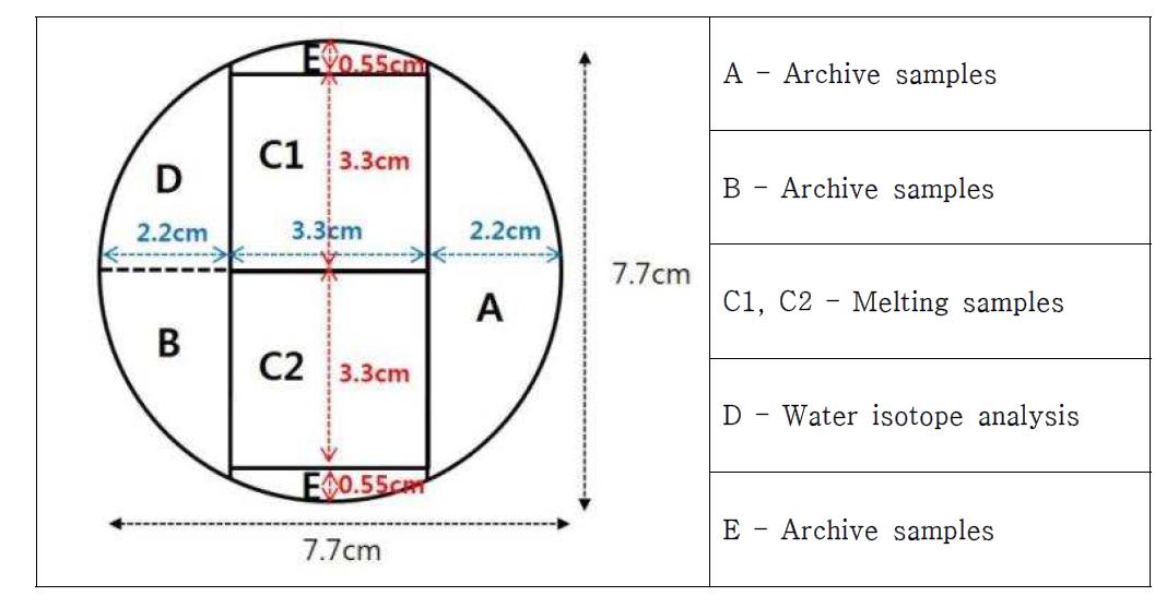 The cutting strategy for the Neem firn cores