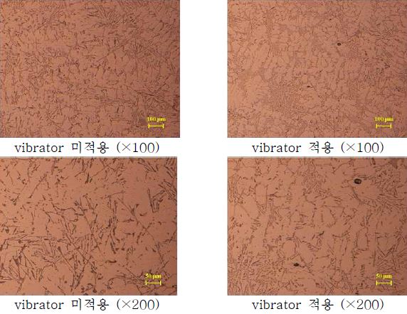 Vibrator 적용 여부에 따른 미세조직