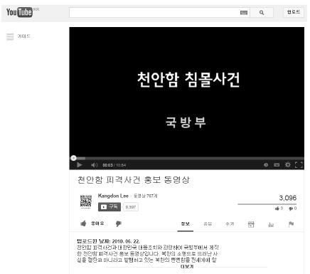 YouTube를 통한 천안함 피격사건 홍보 동영상 확산