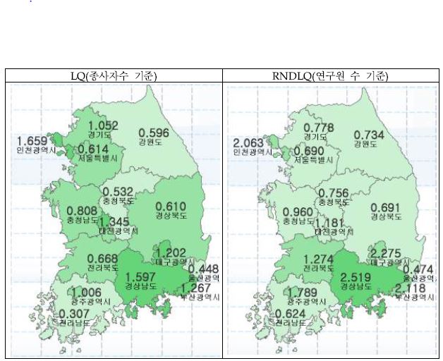 기타 기계 및 장비 제조업의 입지계수