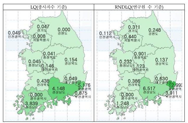 기타 운송장비 제조업의 입지계수