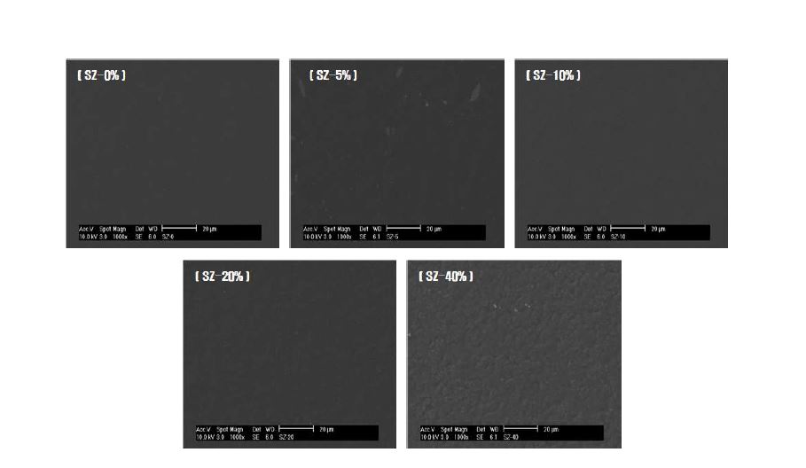 그림 2-8. Alkoxy-functionalized 바인더를 사용한 PVDF 코팅의 표면 형태