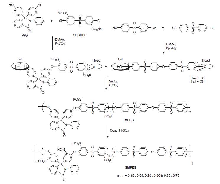 [그림 10] 카르도 구조를 포함하는 고분자 전해질 소재의 합성 과정