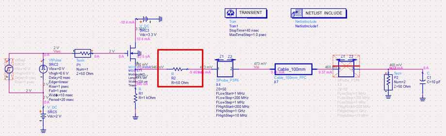ADS Schematic Simulation with series resistor