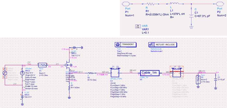 ADS Schematic Simulation for Belden 8281 Cable