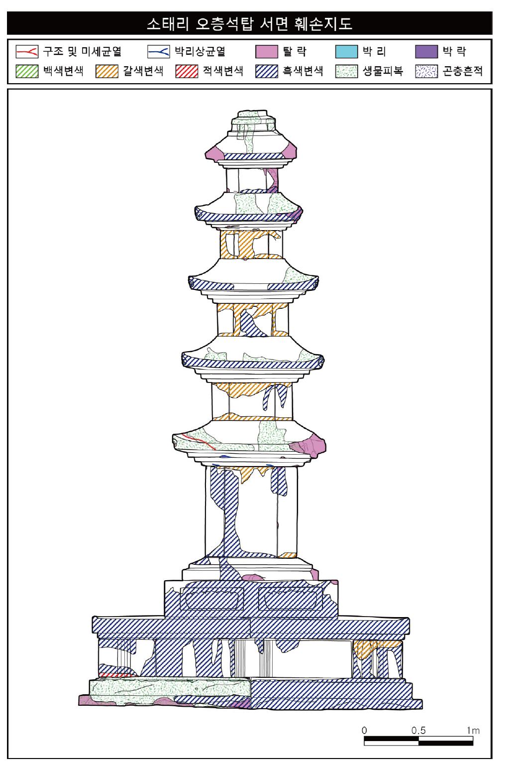 소태리 오층석탑 서면 훼손지도.