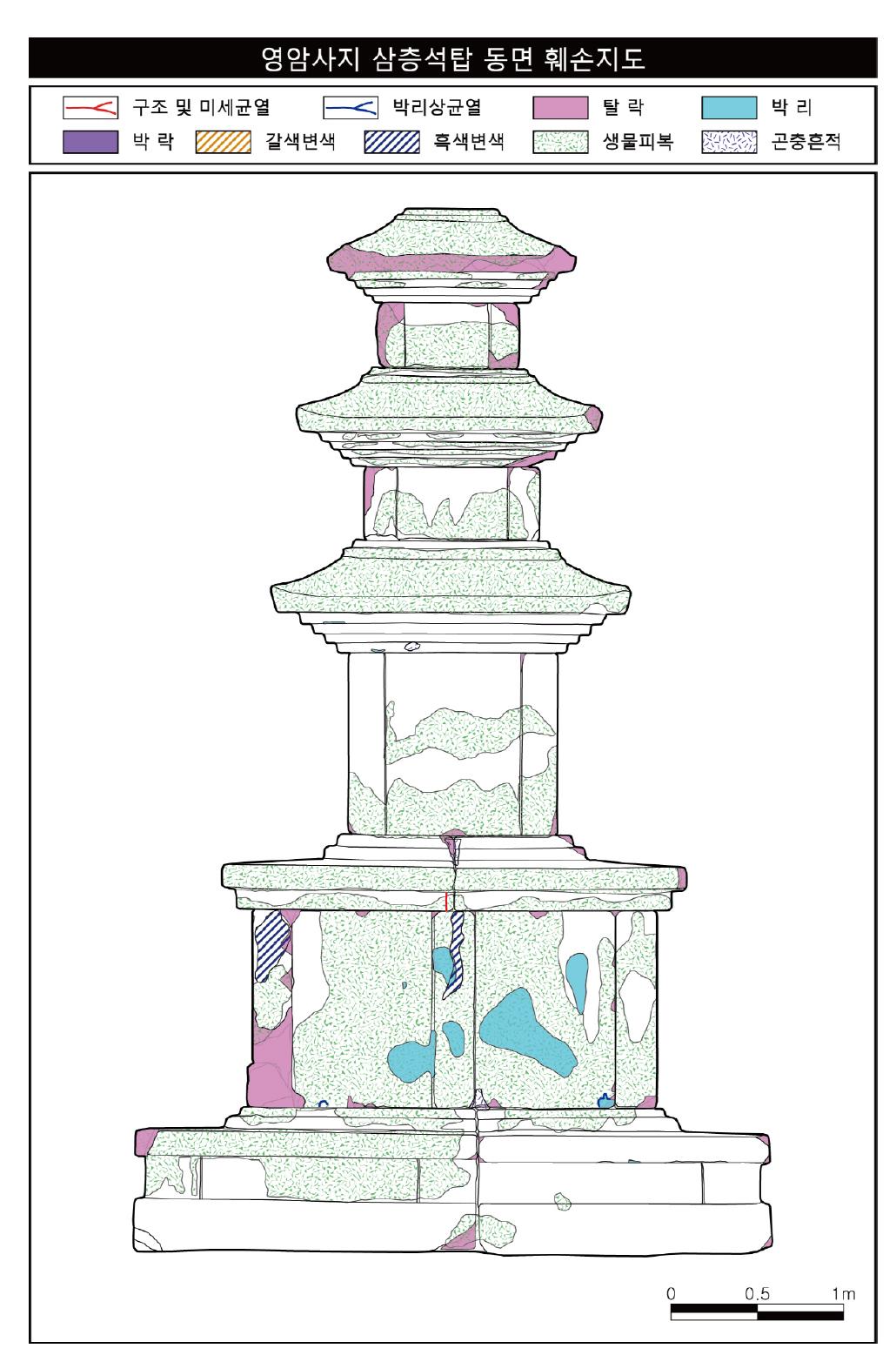 영암사지 삼층석탑 동면 훼손지도.