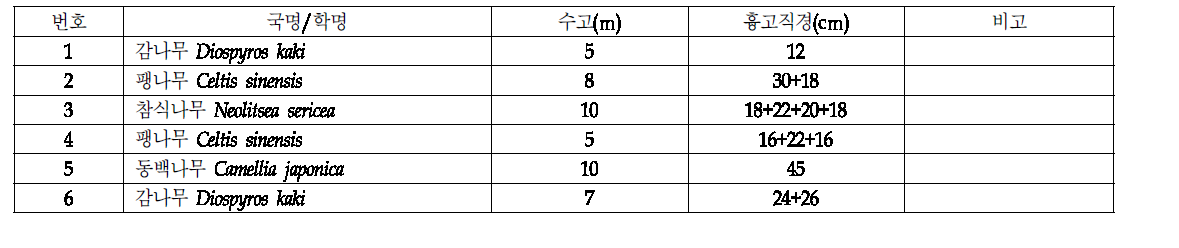 성읍마을 고평호 가옥 내 수목 현황